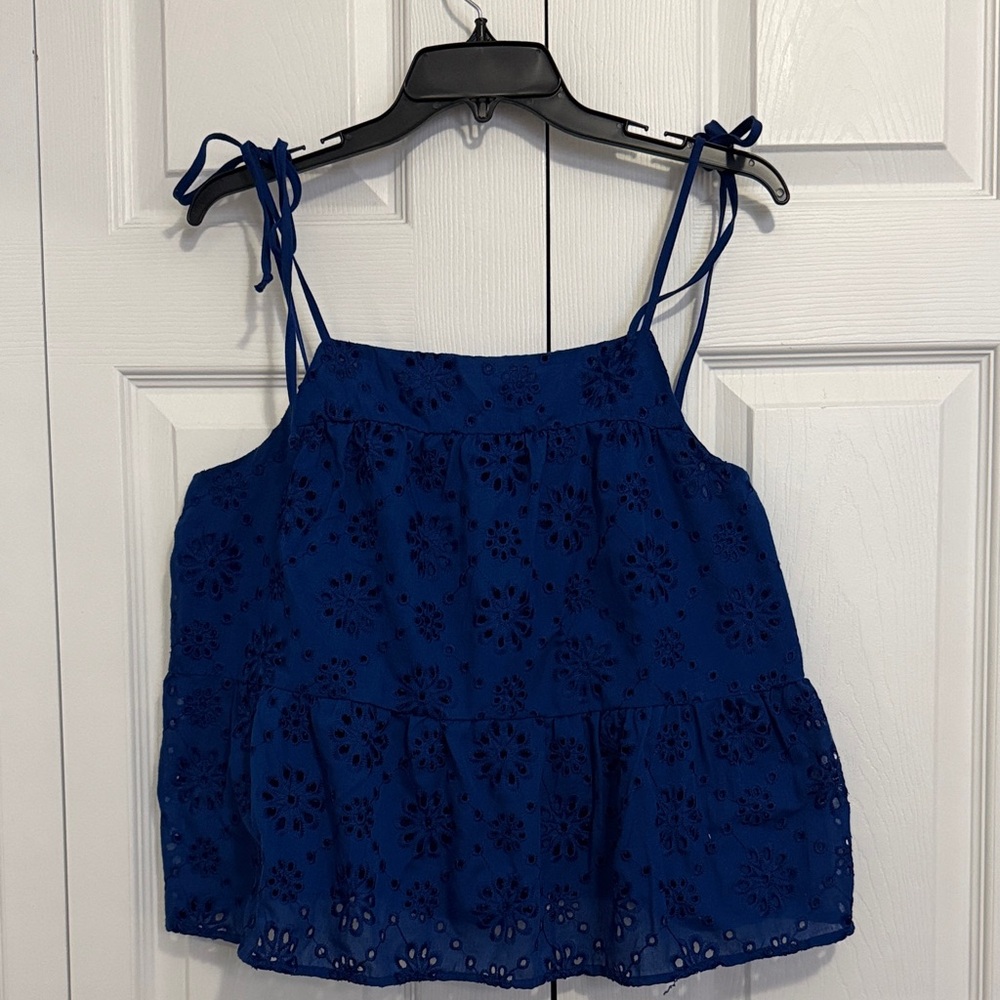 Francesca's Collections Royal Blue Eyelet Tie-Strap Camisole